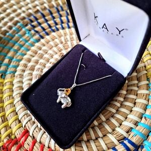 Kay Jewelry New Sterling Silver Elephant Citrine Necklace